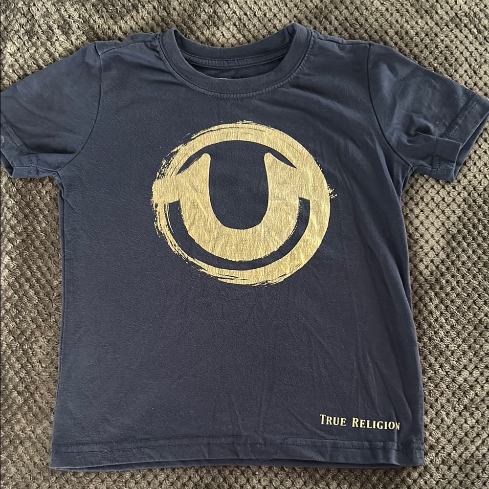 True Religion Blue and Gold Short Sleeve Tee